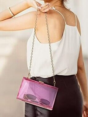 Transparent Acrylic Box Clutch Crossbody With Chain Strap 🩷💞